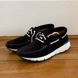 EasyMoc Mens Merrimack Boat Shoe | Black Suede | Size 9